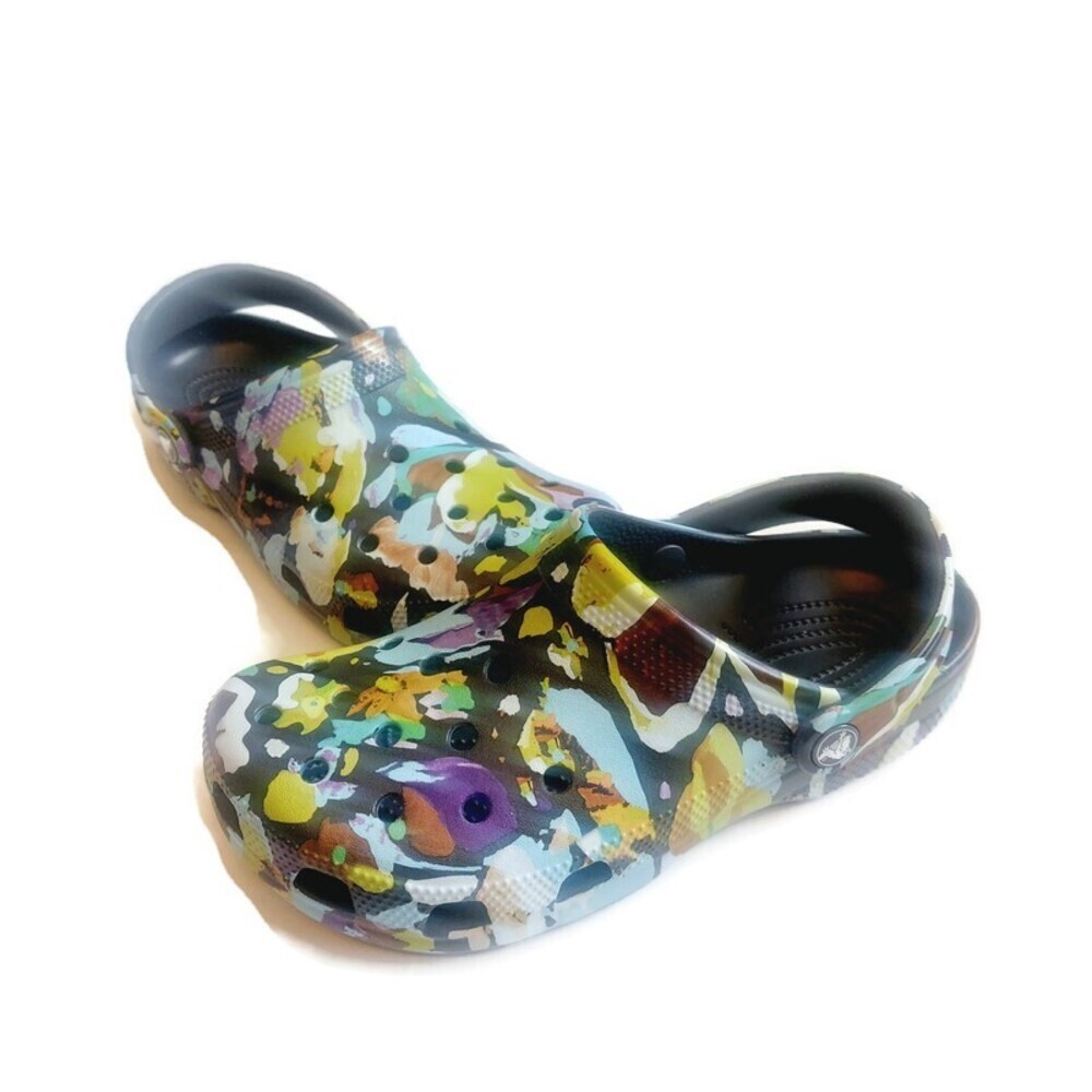 CROCS Classic Painted Floral Slip On Clogs Mens 6 Womens 8 Sandals Shoes - Picture 4 of 8